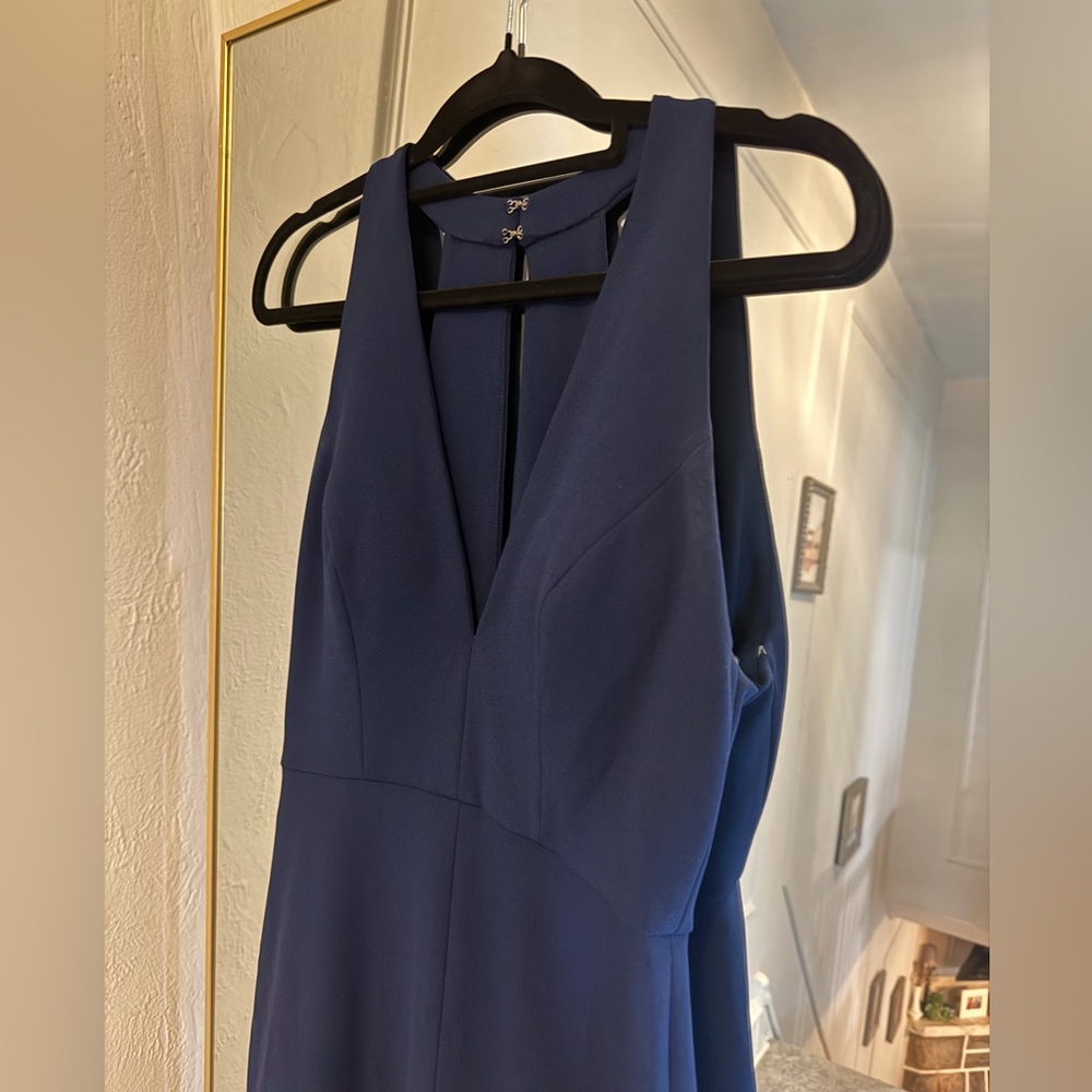 Jenny Yoo Margot bridesmaid dress V Neck A Line, Slit, Keyhole Back Navy size 2 - Picture 8 of 16